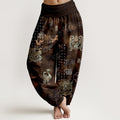 Nimara Ritual Cotton Phoenix Cloud Pattern Women's Elastic Waist Harem Pants
