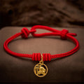 Nimara Ritual Elephant Fu Character Gold Plated Copper Red String Wealth Bracelet