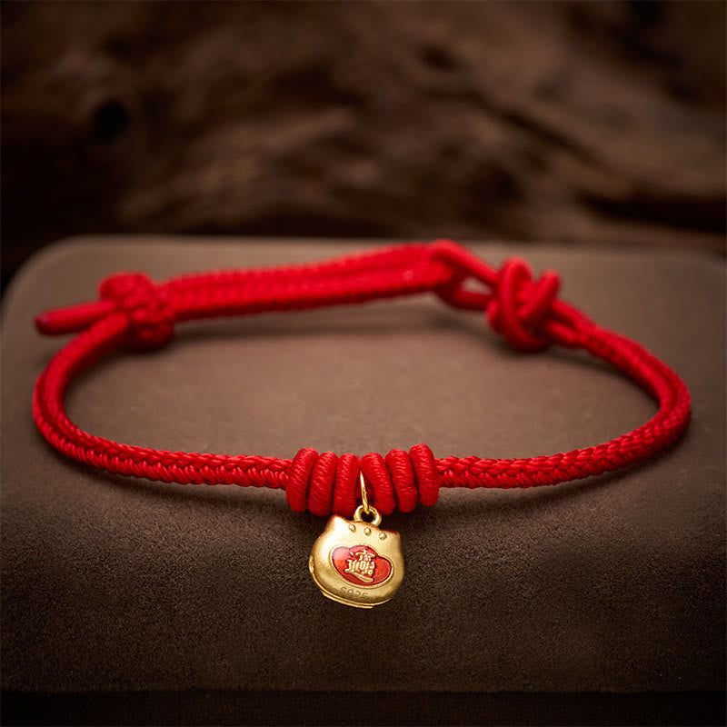 Nimara Ritual Gold Plated 925 Sterling Silver Cat Red String Protection Bracelet