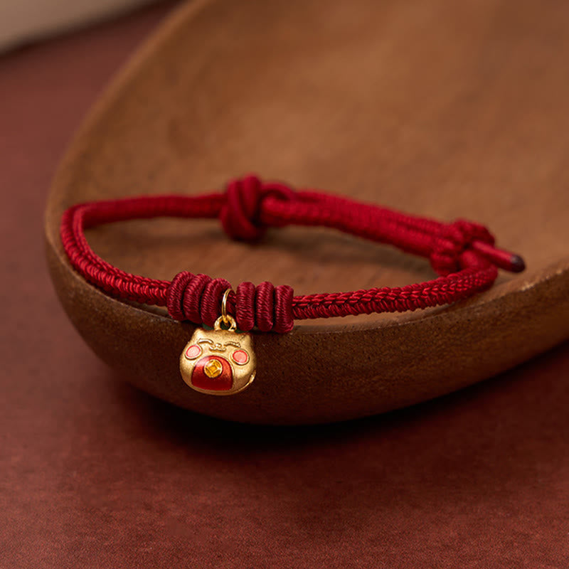 Nimara Ritual Gold Plated 925 Sterling Silver Cat Red String Protection Bracelet