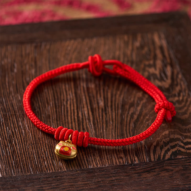 Nimara Ritual Gold Plated 925 Sterling Silver Cat Red String Protection Bracelet