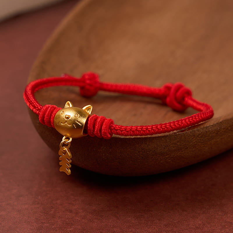 Nimara Ritual Copper Cute Cat Fish Red String Healing Bracelet
