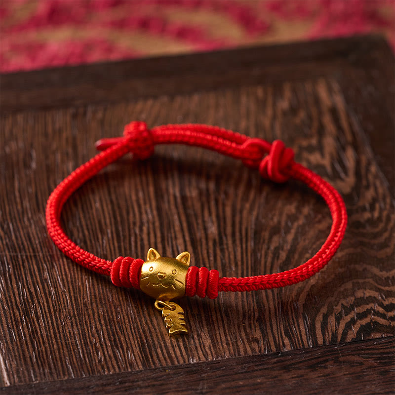 Nimara Ritual Copper Cute Cat Fish Red String Healing Bracelet