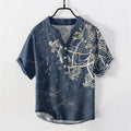 Nimara Ritual Cotton Vintage Mandala Floral Pattern Men's Short Sleeve Half Button Shirt