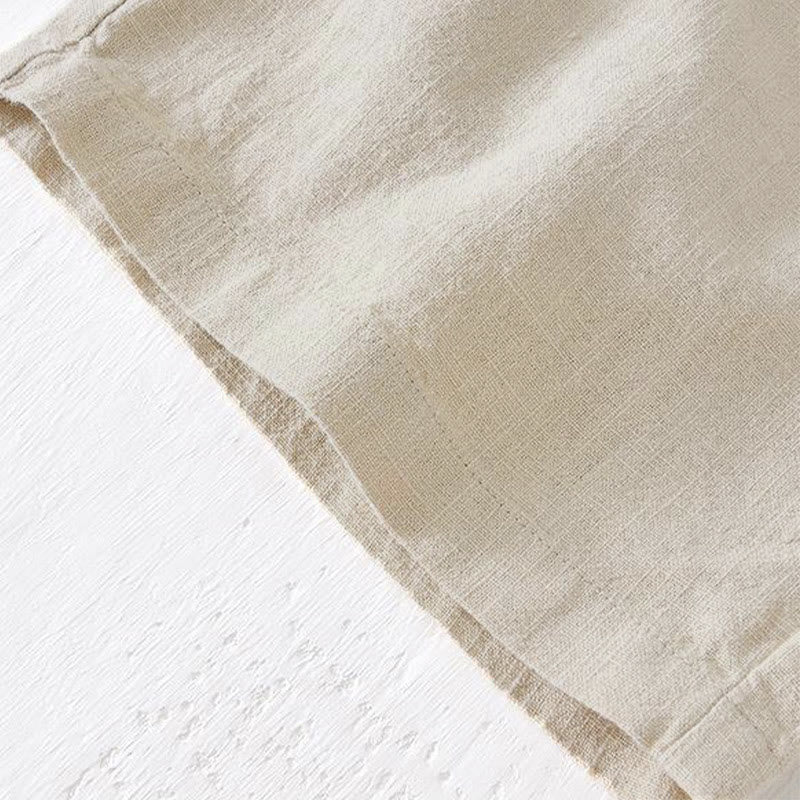 Nimara Ritual Summer Solid Color Drawstring Elastic Waist Men's Ramie Linen Cotton Shorts With Pockets