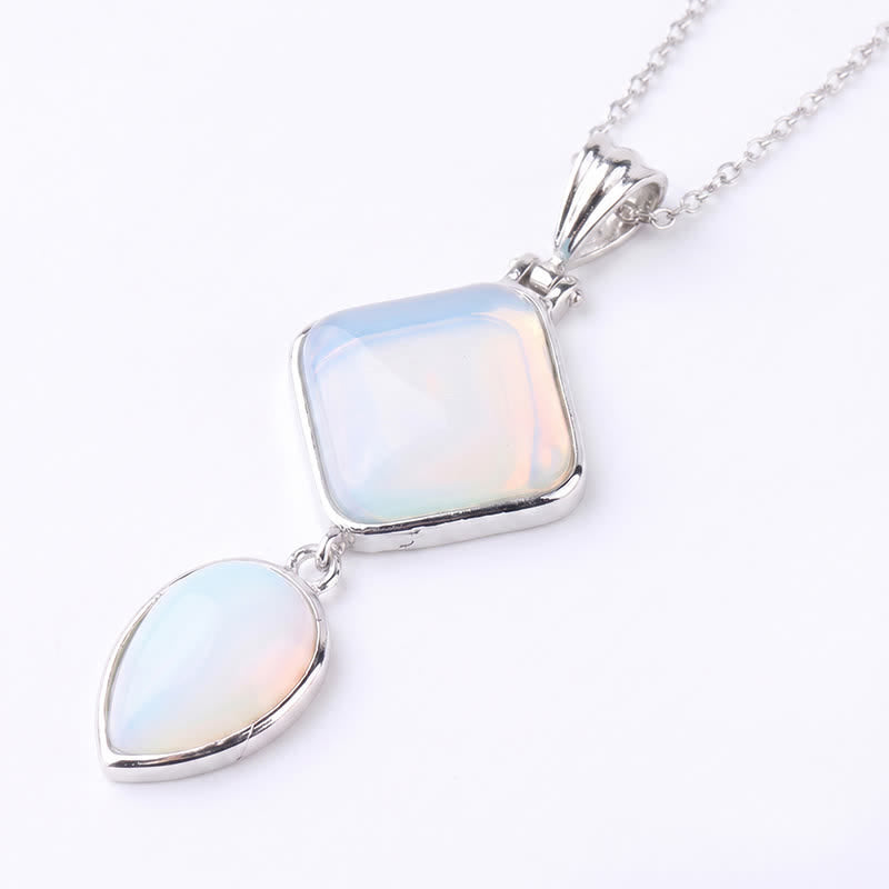 Nimara Ritual Natural Stone Opal Double Pendant Calm Necklace