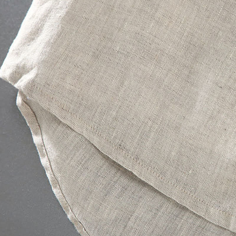Nimara Ritual Summer Casual Button-Up Solid Linen Men's Short Sleeve Shirts With Patch Pocket