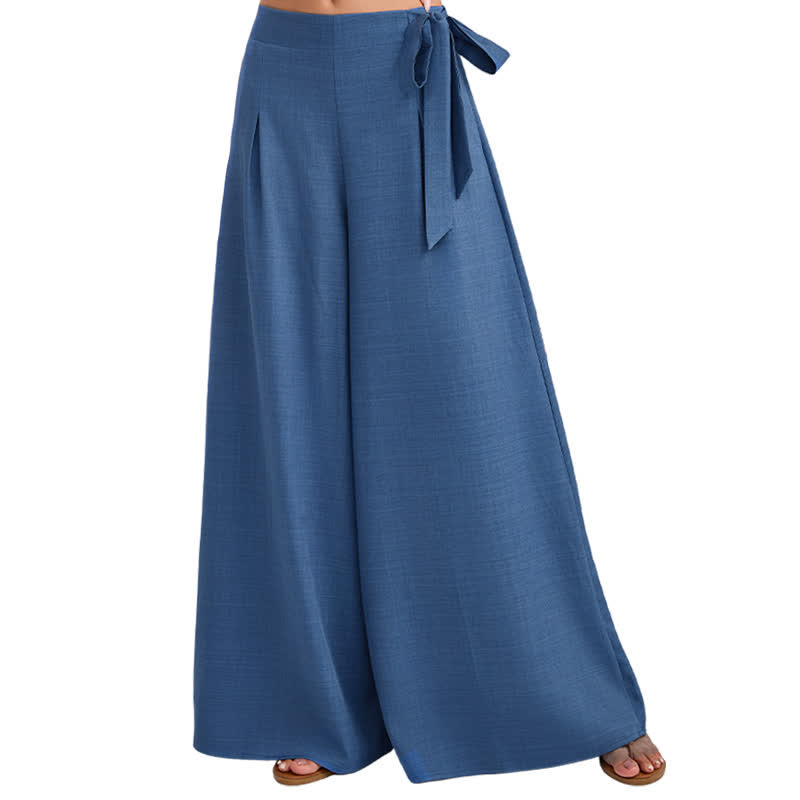 Nimara Ritual Spring Casual Retro Plain Drawstring Women's Wide Leg Pants With Pockets