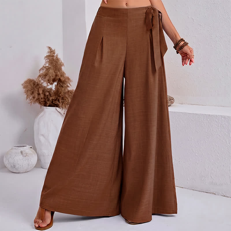 Nimara Ritual Spring Casual Retro Plain Drawstring Women's Wide Leg Pants With Pockets