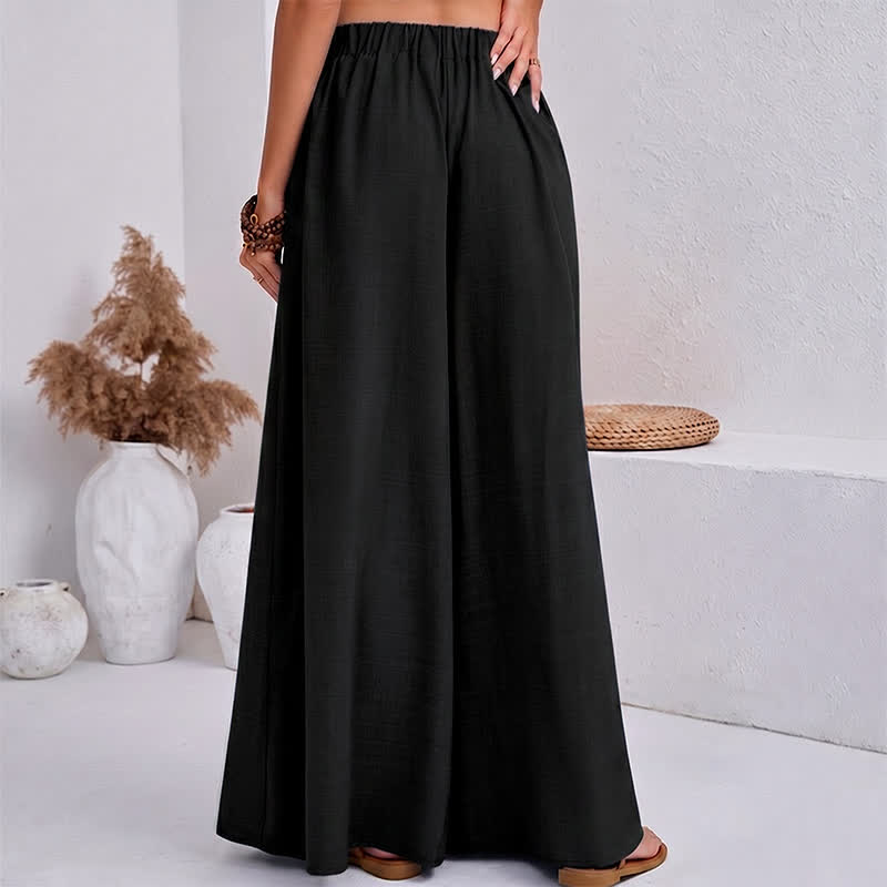 Nimara Ritual Spring Casual Retro Plain Drawstring Women's Wide Leg Pants With Pockets