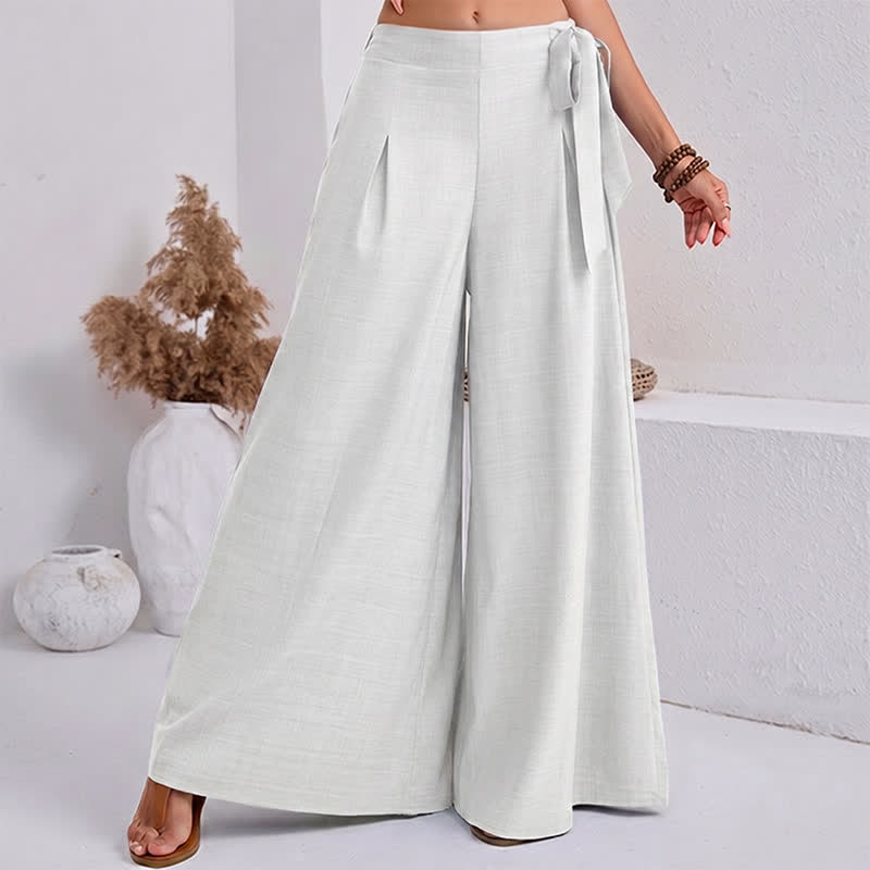 Nimara Ritual Spring Casual Retro Plain Drawstring Women's Wide Leg Pants With Pockets