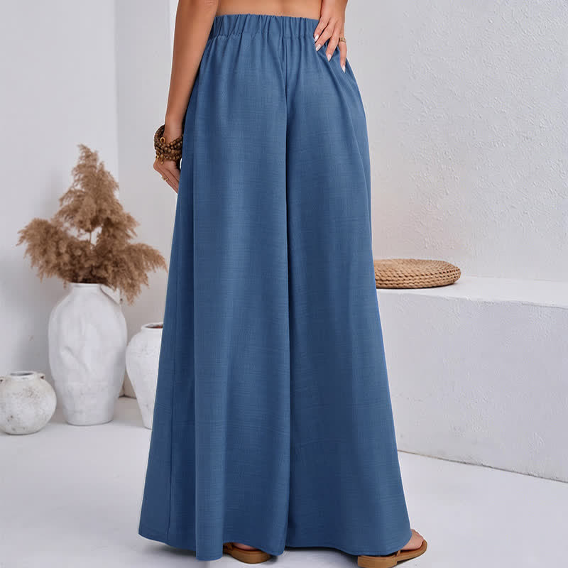 Nimara Ritual Spring Casual Retro Plain Drawstring Women's Wide Leg Pants With Pockets