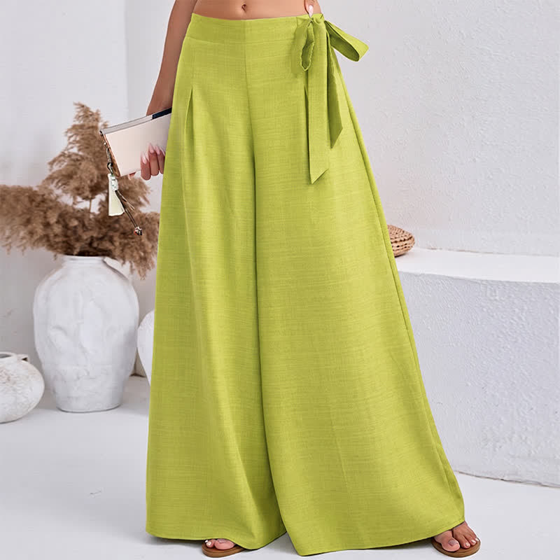 Nimara Ritual Spring Casual Retro Plain Drawstring Women's Wide Leg Pants With Pockets