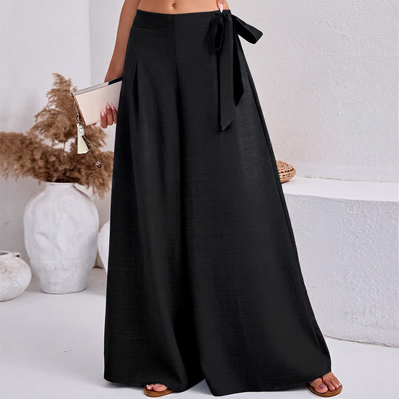 Nimara Ritual Spring Casual Retro Plain Drawstring Women's Wide Leg Pants With Pockets