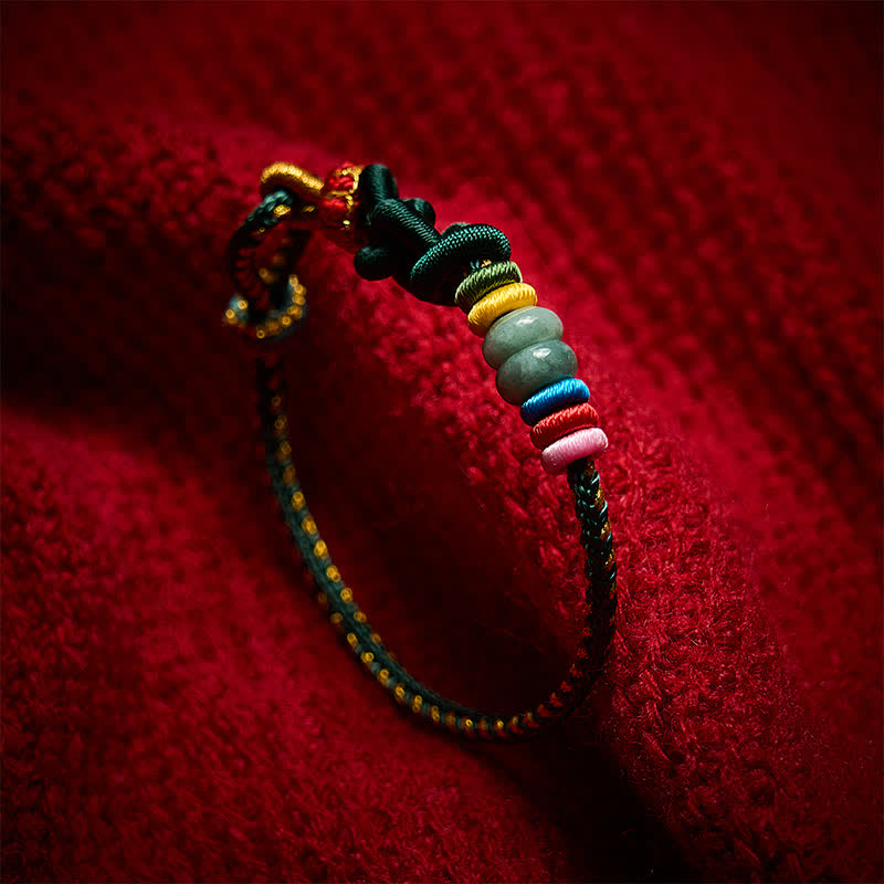 Nimara Ritual Hand-Woven Chinese Knotting Luck Jade String Bracelet