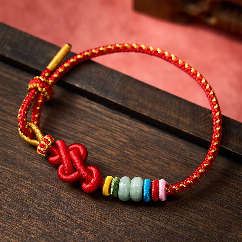 Nimara Ritual Hand-Woven Chinese Knotting Luck Jade String Bracelet