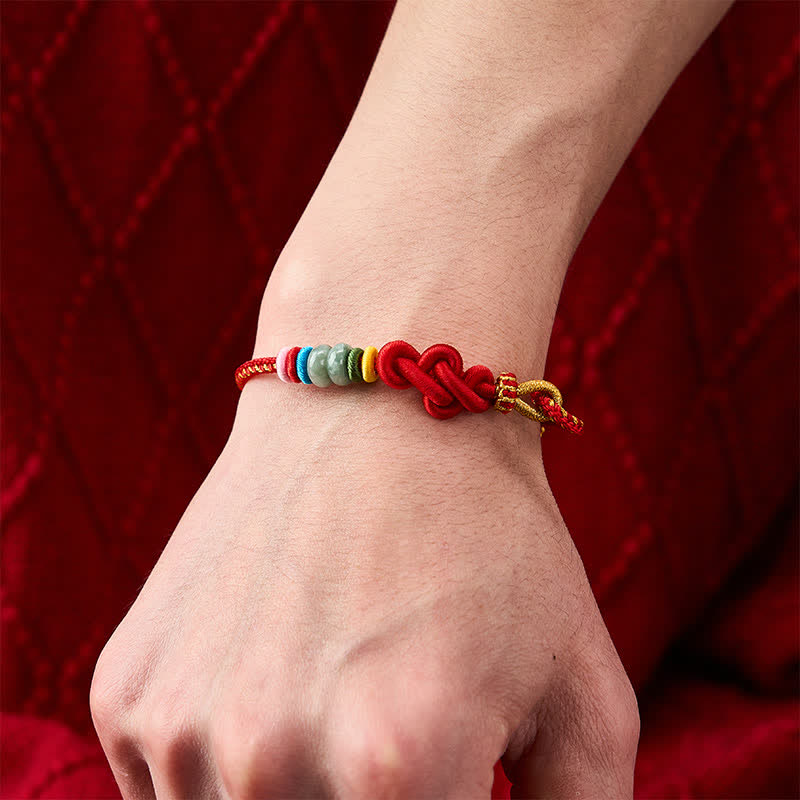 Nimara Ritual Hand-Woven Chinese Knotting Luck Jade String Bracelet