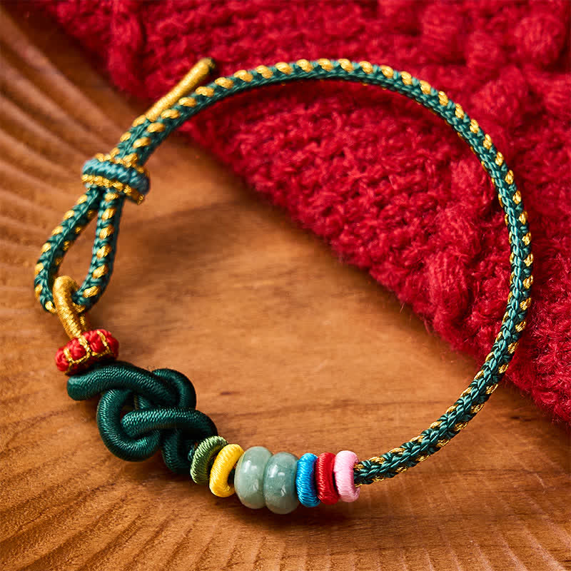 Nimara Ritual Hand-Woven Chinese Knotting Luck Jade String Bracelet