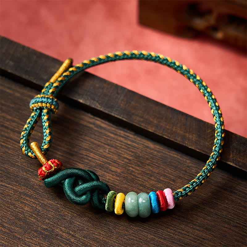 Nimara Ritual Hand-Woven Chinese Knotting Luck Jade String Bracelet