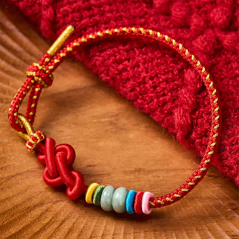 Nimara Ritual Hand-Woven Chinese Knotting Luck Jade String Bracelet