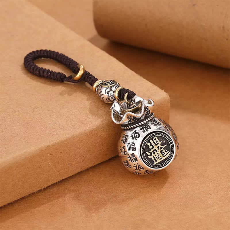 Nimara Ritual Copper Fu Character Moneybag Blessing Keychains