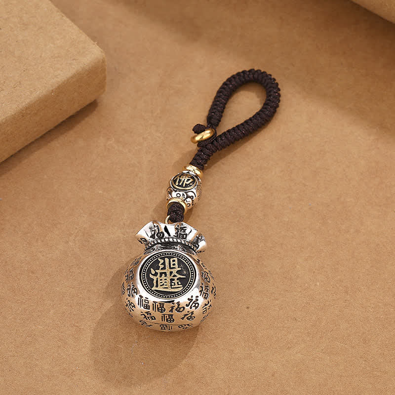Nimara Ritual Copper Fu Character Moneybag Blessing Keychains
