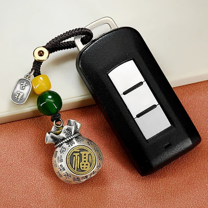 Nimara Ritual Copper Fu Character Blessing Fortune Bag Keychains