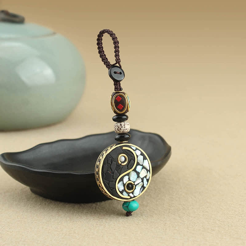 Nimara Ritual Wenge Wood Yin Yang Pendant Harmony Keychains