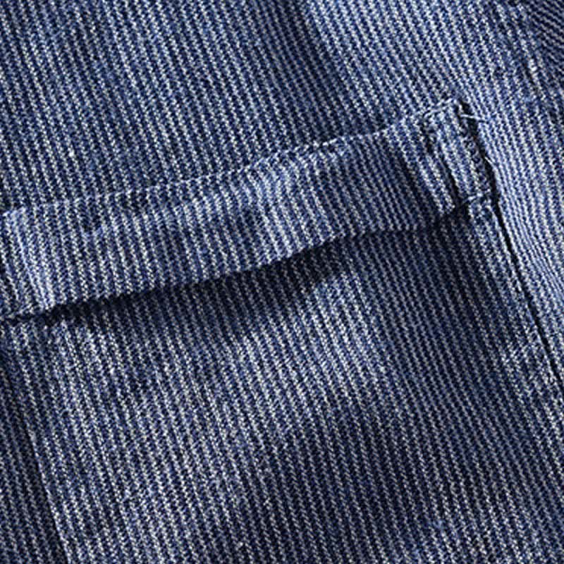 Nimara Ritual Summer Casual Solid Striped Linen Men's Short Sleeve Shirts With Patch Pocket