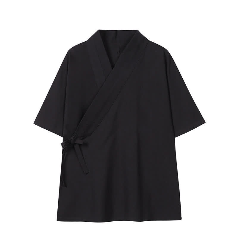 Nimara Ritual Spring Summer Minimalist Drawstring Solid Cotton Linen Men's Kimono