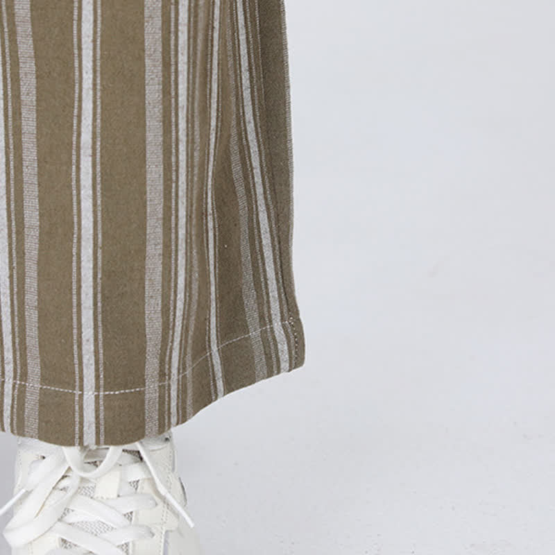 Nimara Ritual Spring Summer Casual Vintage Drawstring Vertical Striped Ankle Pants Men's Straight Leg Pants With Pocket