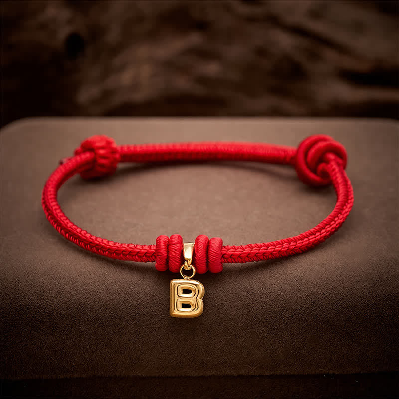 Nimara Ritual Titanium Steel Letter Red String Faith Bracelet