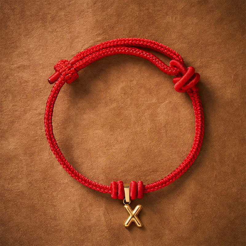 Nimara Ritual Titanium Steel Letter Red String Faith Bracelet