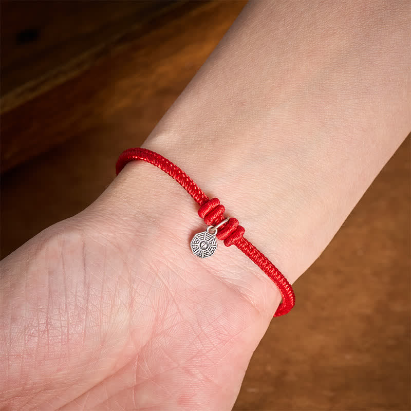 Nimara Ritual 925 Sterling Silver Bagua Red String Connection Bracelet