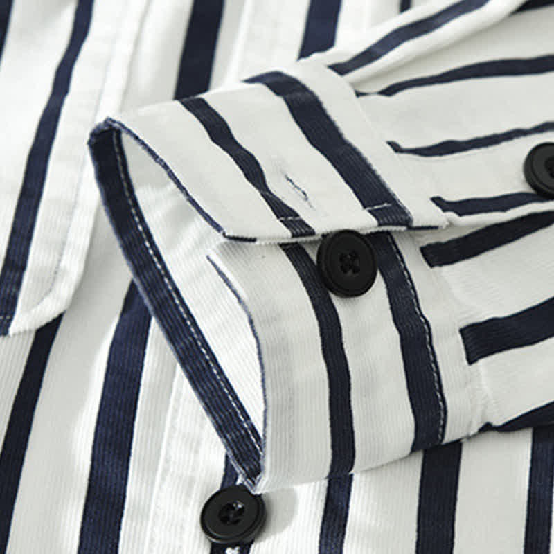 Nimara Ritual Spring Casual Classic Button-Up Striped Men's Long Sleeve Shirts With Pocket