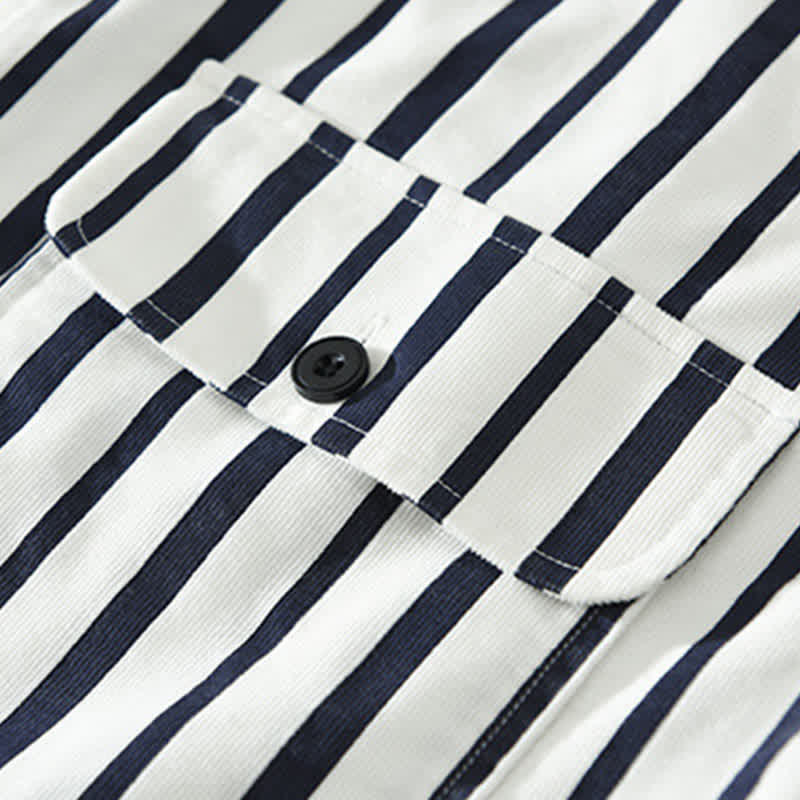 Nimara Ritual Spring Casual Classic Button-Up Striped Men's Long Sleeve Shirts With Pocket