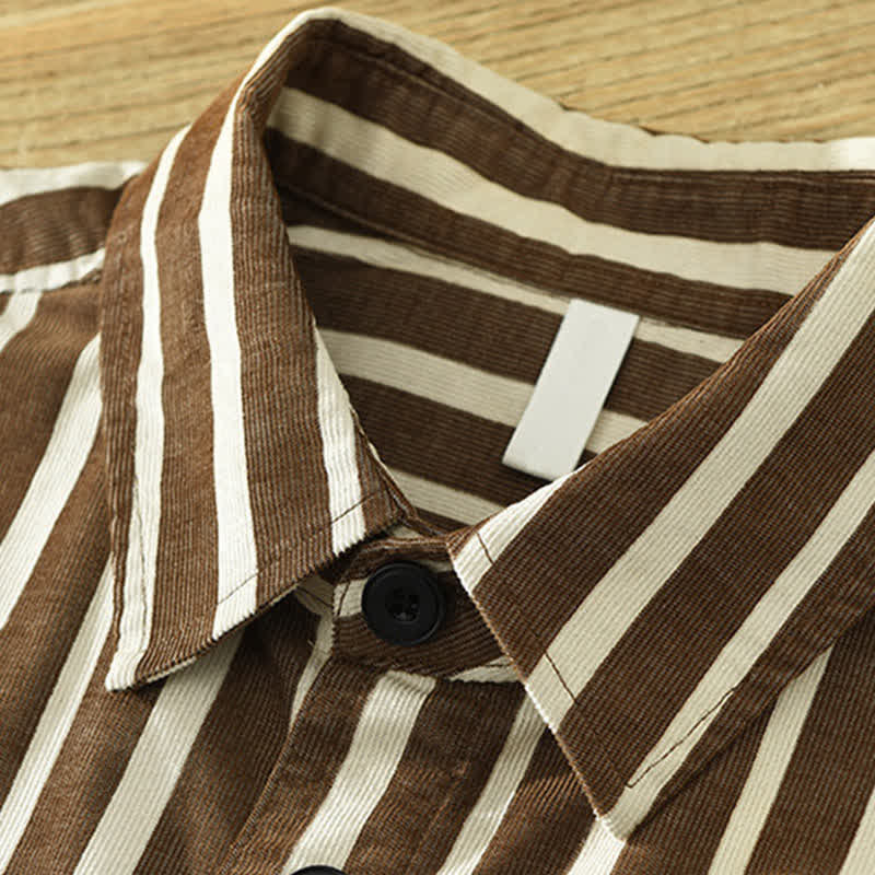 Nimara Ritual Spring Casual Classic Button-Up Striped Men's Long Sleeve Shirts With Pocket