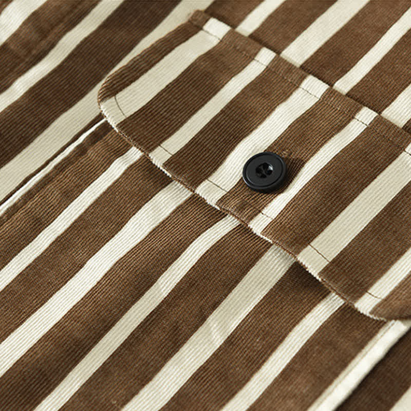 Nimara Ritual Spring Casual Classic Button-Up Striped Men's Long Sleeve Shirts With Pocket