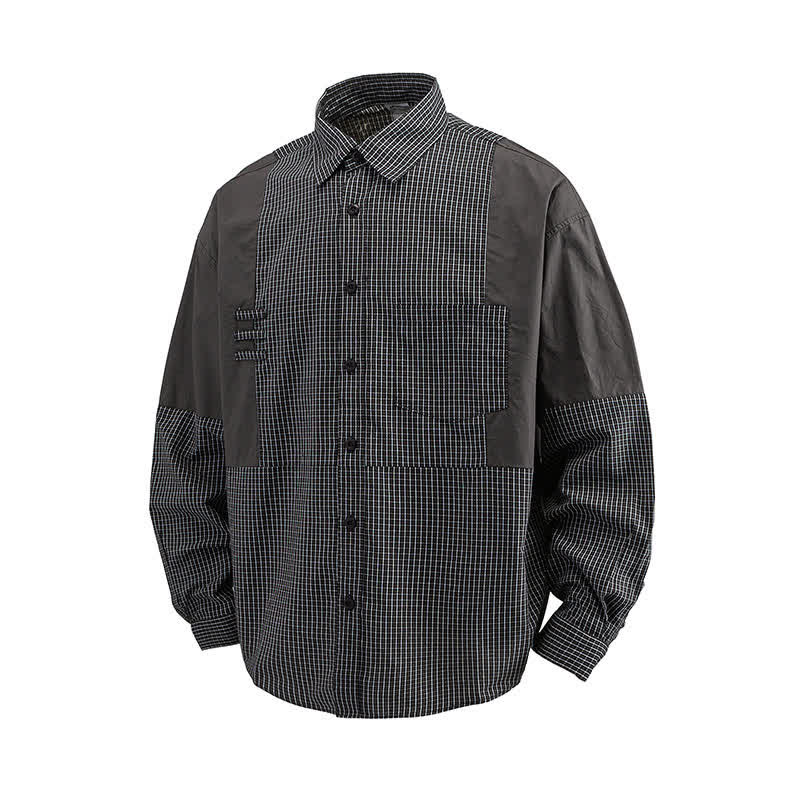 Nimara Ritual Spring Fall Vintage Button-Up Plaid Men's Long Sleeve Shirts With Pocket
