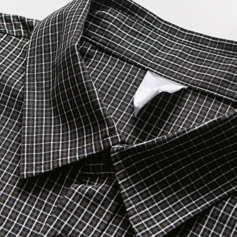 Nimara Ritual Spring Fall Vintage Button-Up Plaid Men's Long Sleeve Shirts With Pocket