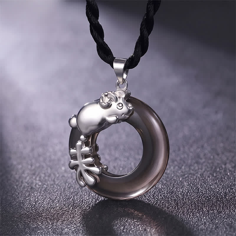 Nimara Ritual Chinese Zodiac Peace Buckle Fortune Pendant Necklace