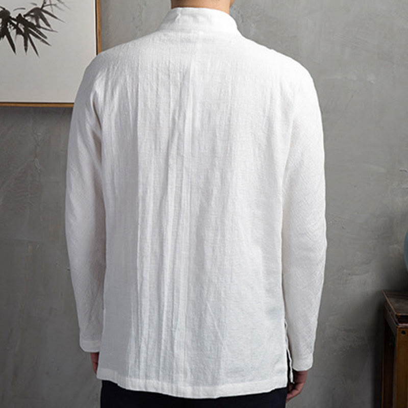 Nimara Ritual Solid Color Casual Frog-button Men's Shirt Clothing