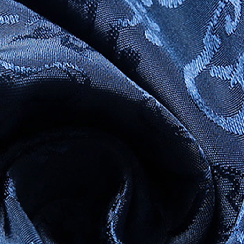 Nimara Ritual 2Pcs Men's Tang Suit Koi Fish Pattern Frog-Button Long Sleeve Shirt Pants Set
