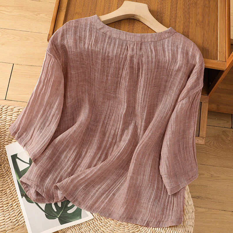 Nimara Ritual Casual Summer Plain Crew Neck Women's Three Quarter Sleeve T-Shirt