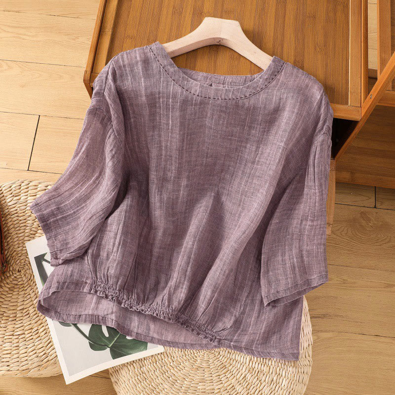 Nimara Ritual Casual Summer Plain Crew Neck Women's Three Quarter Sleeve T-Shirt