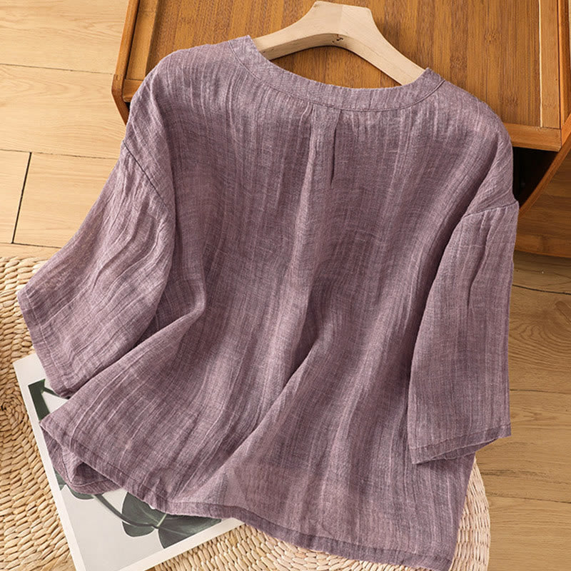 Nimara Ritual Casual Summer Plain Crew Neck Women's Three Quarter Sleeve T-Shirt
