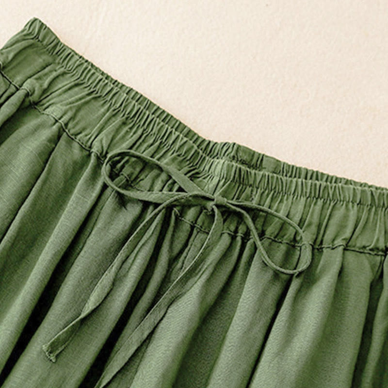 Nimara Ritual Summer Elastic Waist Women's Capri Cropped Harem Pants With Pockets