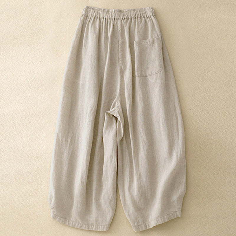 Nimara Ritual Summer Elastic Waist Women's Capri Cropped Harem Pants With Pockets