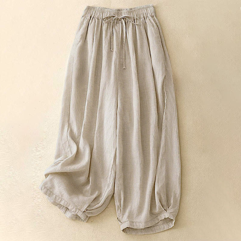 Nimara Ritual Summer Elastic Waist Women's Capri Cropped Harem Pants With Pockets