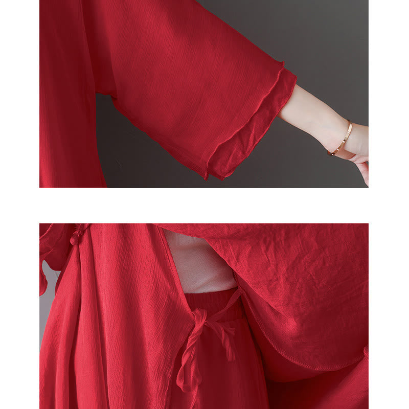 Nimara Ritual V-Neck Midi Tunic Dress Wide Leg Pants Meditation Zen Practice Dance Clothing